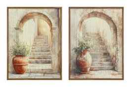 DKD Home Decor Cuadro Algodón PS 60x3x80 Macetero Puerta Surtido de 2