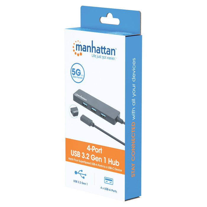 Manhattan Hub USB-C a 4 puertos USB-A 3.2 Gen 1 de 5 Gbps