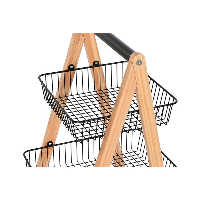 DKD Home Decor Frutero con Carro de Pino y Acero Negro y Natural 48x32x79 cm de alto DKD Home Decor Frutero con Carro de Pino y Acero Negro y Natural 48x32x79 cm de alto