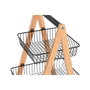 DKD Home Decor Frutero con Carro de Pino y Acero Negro y Natural 48x32x79 cm de alto