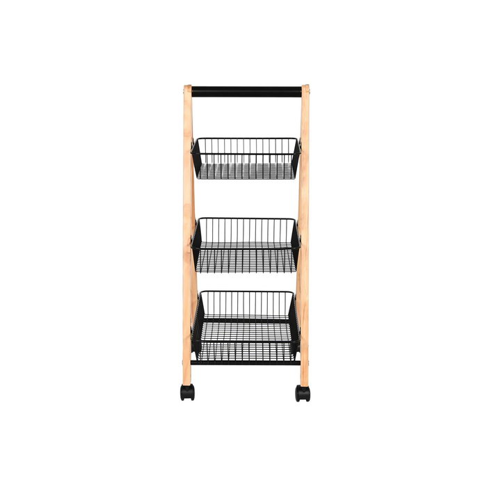 DKD Home Decor Frutero con Carro de Pino y Acero Negro y Natural 48x32x79 cm de alto DKD Home Decor Frutero con Carro de Pino y Acero Negro y Natural 48x32x79 cm de alto