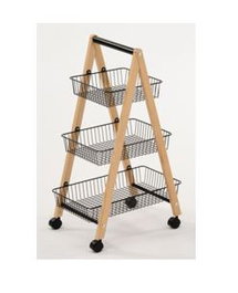 DKD Home Decor Frutero Loft Negro Natural 32 x 48 x 79 cm Acero Pino