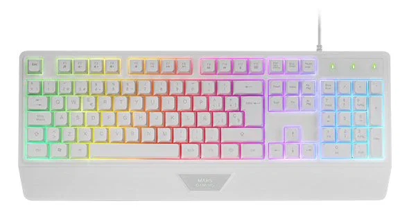 Mars Gaming MCP124PRO Combo Gaming 4en1 con Teclado H-Mech RGB en Español, Ratón de 3200 DPI, Auriculares FRGB y Alfombrilla Nanotextil - Blanco