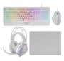 Mars Gaming MCP124PRO Combo Gaming 4en1 con Teclado H-Mech RGB en Español, Ratón de 3200 DPI, Auriculares FRGB y Alfombrilla Nanotextil - Blanco