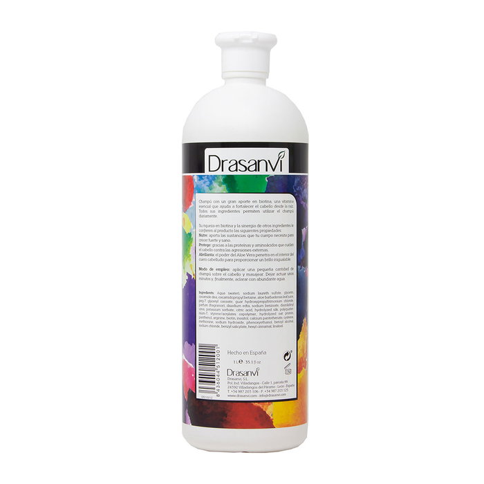 DRASANVI Champú con Biotina y Aloe Vera 1000 ml - Nutre, Protege y Abrillanta el Cabello
