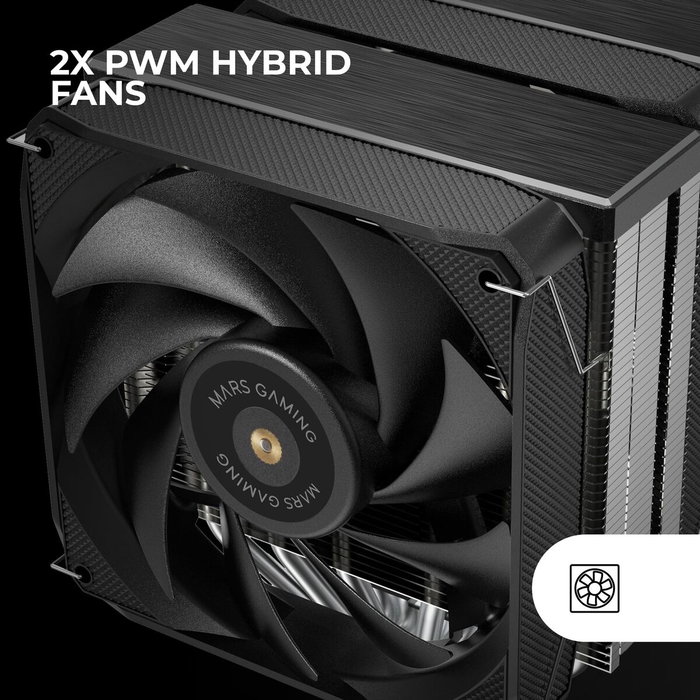 Mars Gaming MCPU-XU6 Disipador de CPU Doble Torre Negro 350W TDP