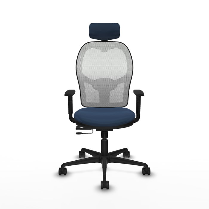 PIQUERAS Y CRESPO Silla de oficina Jorquera con mecanismo Sincro/Traslack Azul marino y Blanco