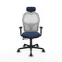PIQUERAS Y CRESPO Silla de oficina Jorquera con mecanismo Sincro/Traslack Azul marino y Blanco