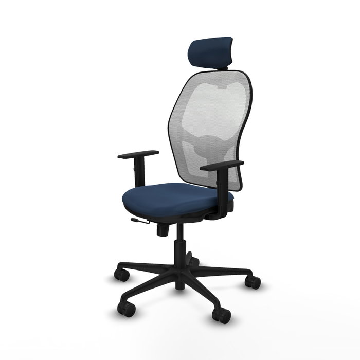PIQUERAS Y CRESPO Silla de oficina Jorquera con mecanismo Sincro/Traslack Azul marino y Blanco