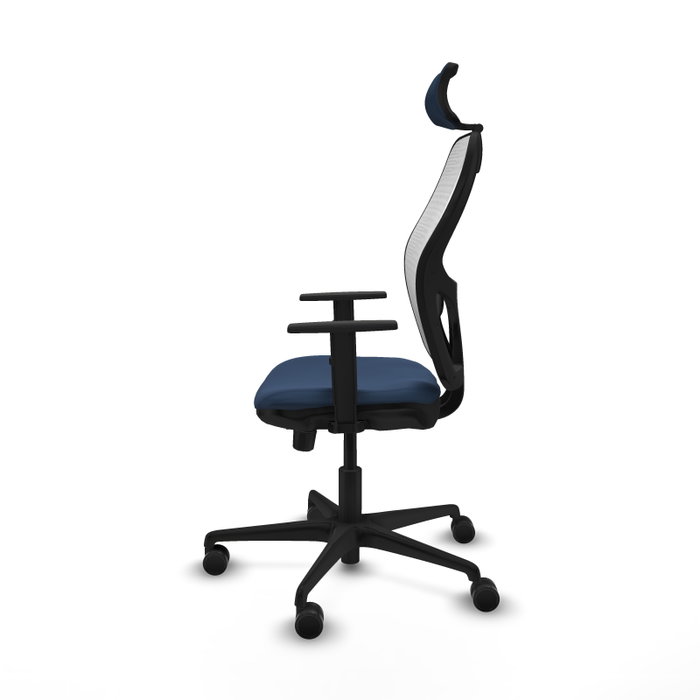 PIQUERAS Y CRESPO Silla de oficina Jorquera con mecanismo Sincro/Traslack Azul marino y Blanco