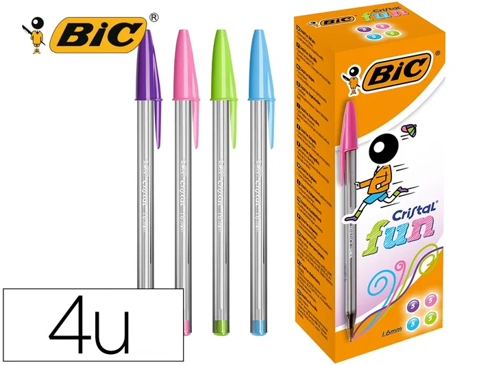 Bic Cristal Fun Fashion Bolígrafos Colores Surtidos Caja de 20 Unidades