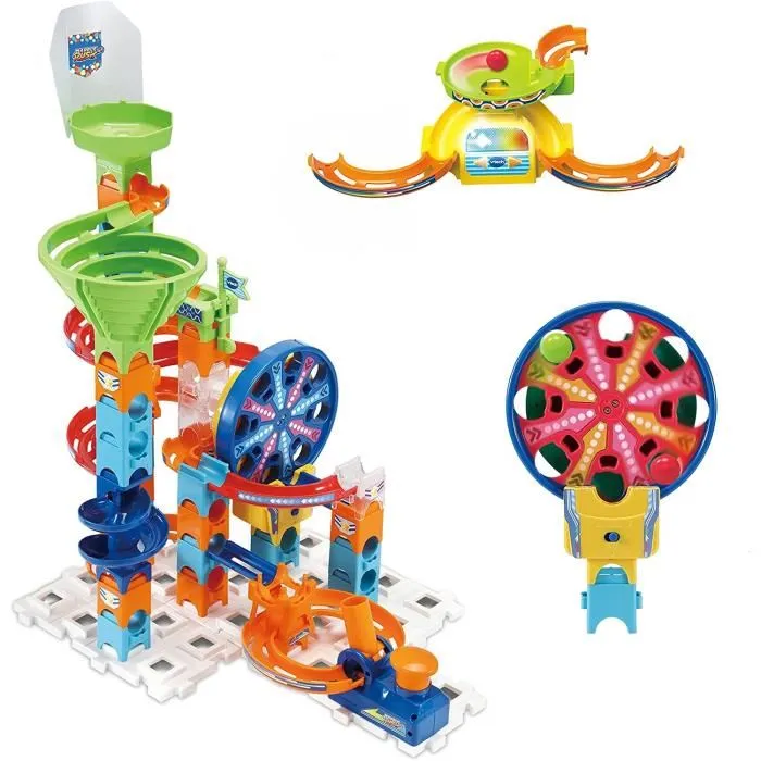 VTECH XL100E Marble Rush Ultimate Set Electronic Pista de Bolas – 133 Piezas, 2 Módulos Electrónicos, 10 MarbleBeads – 4+ Años