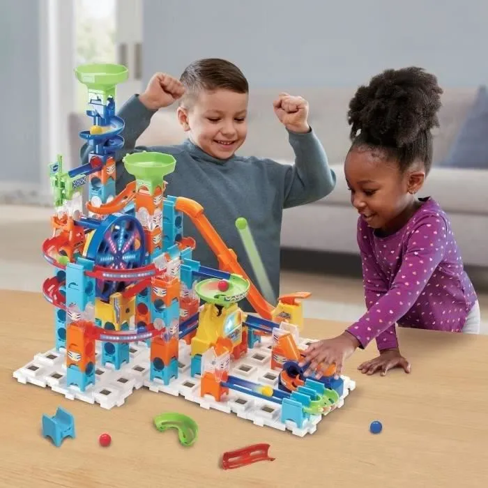 VTECH XL100E Marble Rush Ultimate Set Electronic Pista de Bolas – 133 Piezas, 2 Módulos Electrónicos, 10 MarbleBeads – 4+ Años