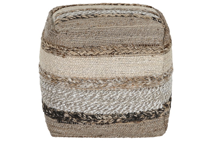DKD Home Decor Reposapiés de Yute y Lana Multicolor 45x45x45 cm