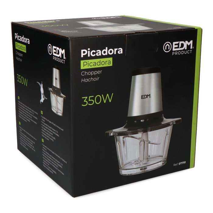 Edm Picadora de Acero Inoxidable 350W 1.8L para Alimentos con 4 Cuchillas