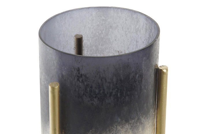 DKD Home Decor Portavelas de Cristal y Metal con Acabado Desgastado
