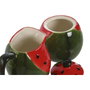 DKD Home Decor Set de 2 Azucareros de Gres Diseño Sandía Rojo y Verde