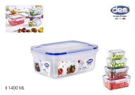Dem Fiambrera Hermética Rectangular 1400ml 20 cm x 15 cm x 9 cm (12 Unidades)