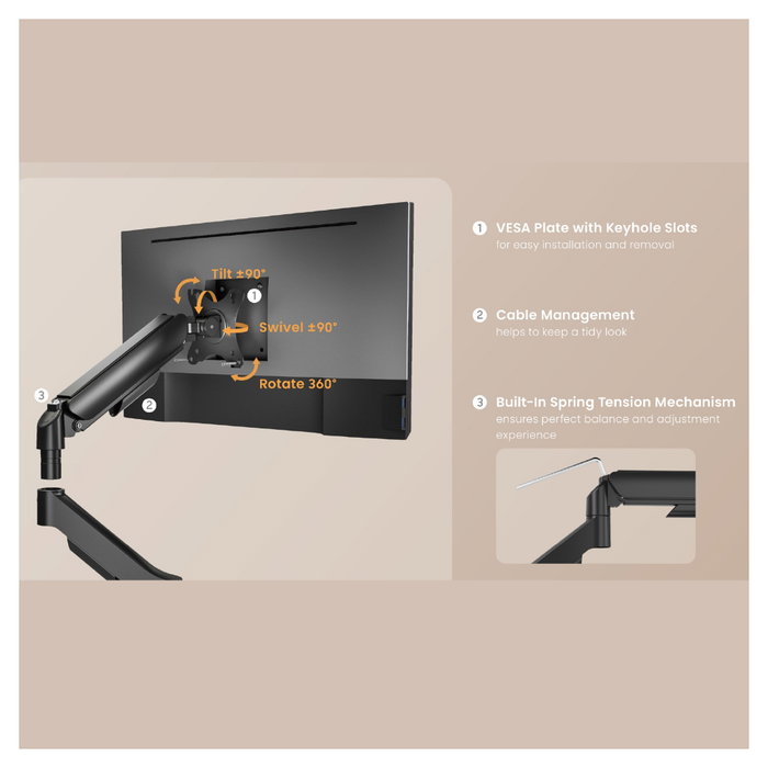Equip 650130 Soporte Monitor Escritorio 17"-32" Gasfeder 9kg Negro 360° Equip 650130 Soporte Monitor Escritorio 17"-32" Gasfeder 9kg Negro 360°