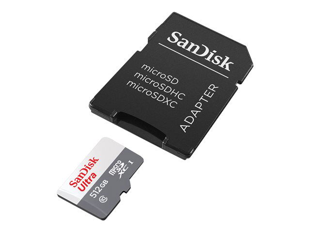 SanDisk Tarjeta de Memoria microSDXC Ultra 512 GB UHS-I Clase 10 - Adaptador SD Incluido - Velocidad de Lectura Hasta 100 MB/s SanDisk Tarjeta de Memoria microSDXC Ultra 512 GB UHS-I Clase 10 - Adaptador SD Incluido - Velocidad de Lectura Hasta 100 MB/s