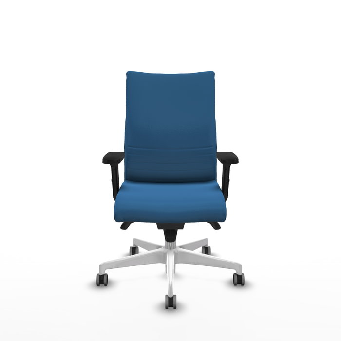 PIQUERAS Y CRESPO Silla Albacete Confidente Azul Claro con Mecanismo Sincro y Base Blanca