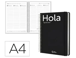 Liderpapel Agenda de oficina 2027 Espiral Classic semana vista A4 bilingüe negro