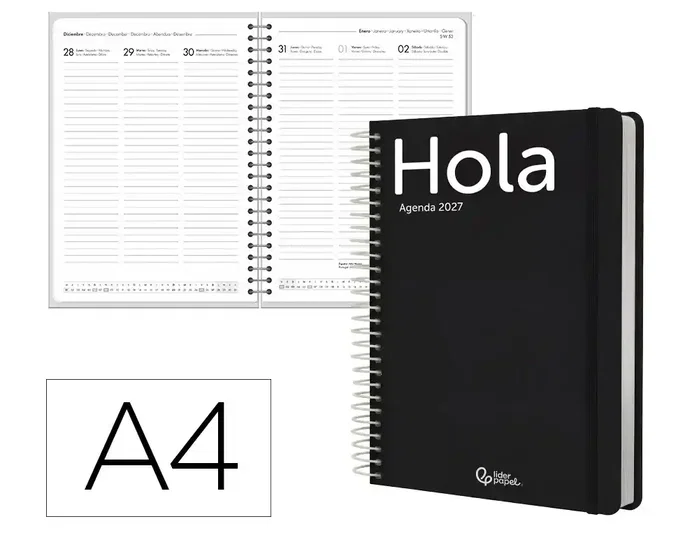 Liderpapel Agenda de oficina 2027 Espiral Classic semana vista A4 bilingüe negro Liderpapel Agenda de oficina 2027 Espiral Classic semana vista A4 bilingüe negro