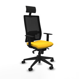PIQUERAS Y CRESPO Silla de oficina Horna con mecanismo Sincro, Amarillo y Negro
