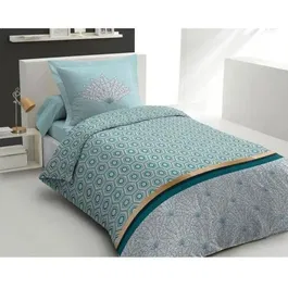 Home Linge Passion HOM3701393706841 Juego Nórdico 140x200 cm - Funda Nórdica y Funda de Almohada - 100% Algodón 57 Hilos - Verde Esmeralda