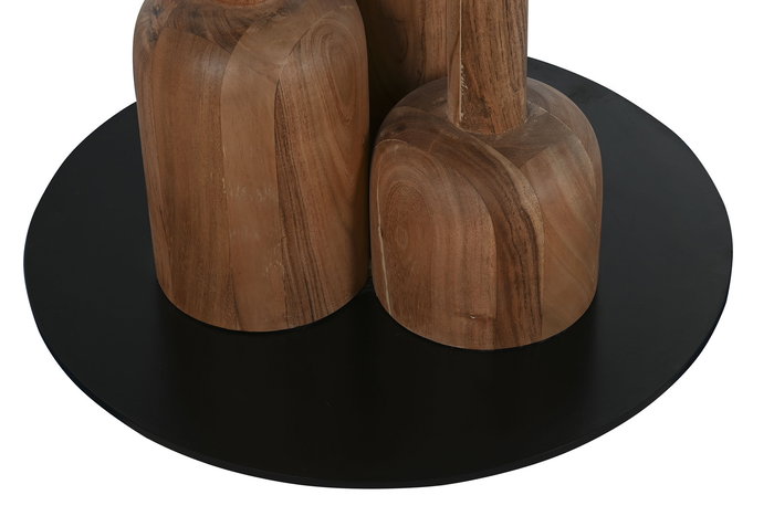 DKD Home Decor Mesa Redonda Comedor Blanco Natural Acacia Mármol 106 x 76 x 106 cm