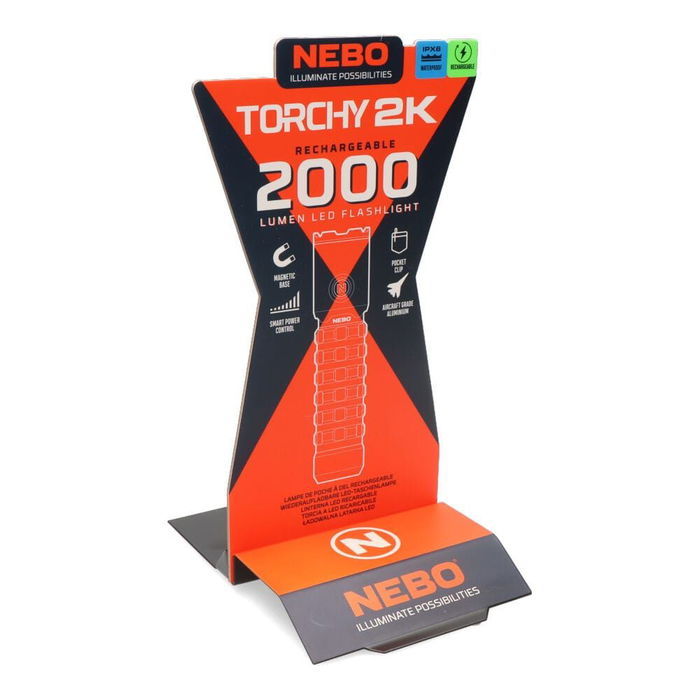 Nebo Torchy 2K Linterna LED Recargable USB, 2000 Lúmenes, 5 Modos, IPX6 Resistente al Agua, Base Magnética, Clip, Aluminio Aeronáutico, Negro/Naranja Nebo Torchy 2K Linterna LED Recargable USB, 2000 Lúmenes, 5 Modos, IPX6 Resistente al Agua, Base Magnética, Clip, Aluminio Aeronáutico, Negro/Naranja