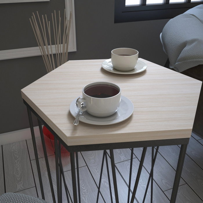 Hanah Home Mesa Auxiliar Oak, Tablero de Partículas Melamina, Patas Metal, 40x62x35 cm, Roble y Negro Hanah Home Mesa Auxiliar Oak, Tablero de Partículas Melamina, Patas Metal, 40x62x35 cm, Roble y Negro