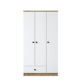 Hanah Home BA117 - 2253 Armario de estilo escandinavo en nogal y blanco 90x170cm
