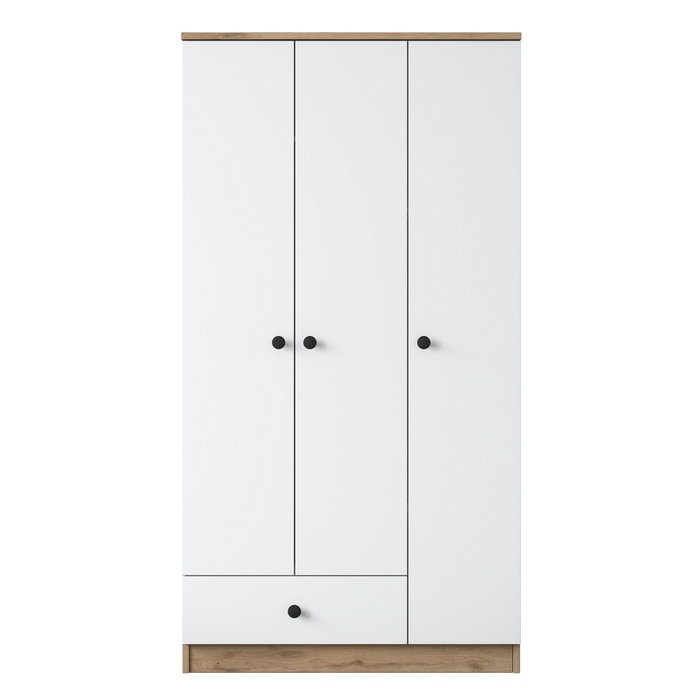 Hanah Home BA117 - 2253 Armario de estilo escandinavo en nogal y blanco 90x170cm