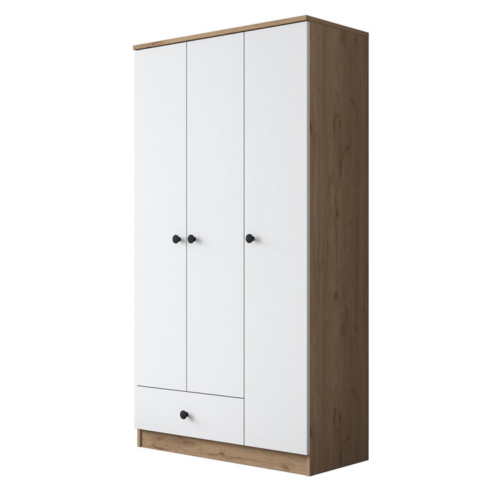Hanah Home BA117 - 2253 Armario de estilo escandinavo en nogal y blanco 90x170cm