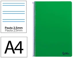 Liderpapel Cuaderno Espiral Smart A4 Tapa Blanda Verde