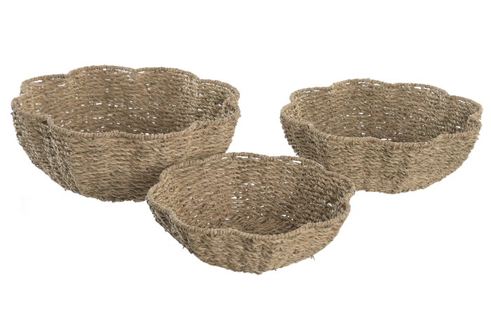 DKD Home Decor Set de 3 Centros de Mesa en Seagrass y Metal Natural