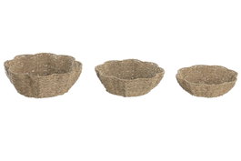 DKD Home Decor Set de 3 Centros de Mesa en Seagrass y Metal Natural