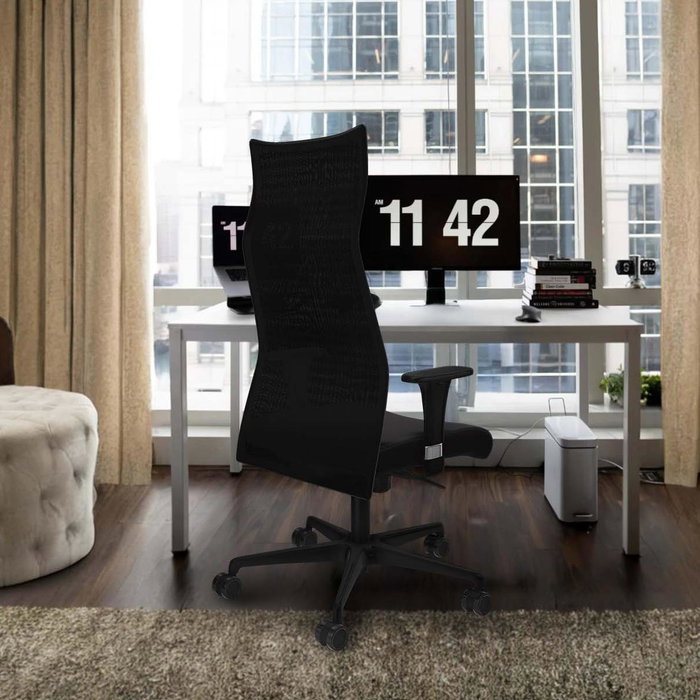 Sillón Albacete con mecanismo Sincro tapizada con Similpiel color Negro. Equipado con Base nailon negra, Brazos 1D y Ruedas 65mm nailon Sillón Albacete con mecanismo Sincro tapizada con Similpiel color Negro. Equipado con Base nailon negra, Brazos 1D y Ruedas 65mm nailon