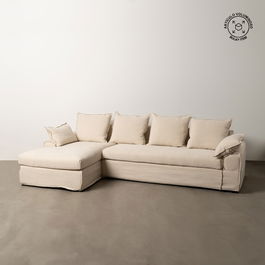 Chaise-Lounger Crema Tejido-Madera 300 X 161 X 90 cm