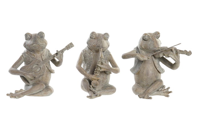 DKD Home Decor Figura de Rana Músico en Resina, Surtido de 3 Piezas DKD Home Decor Figura de Rana Músico en Resina, Surtido de 3 Piezas