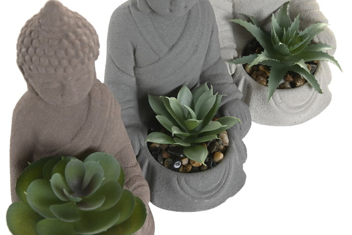 DKD Home Decor Figura Buda Cactus Surtido de 3 Piezas en Cemento y PVC DKD Home Decor Figura Buda Cactus Surtido de 3 Piezas en Cemento y PVC