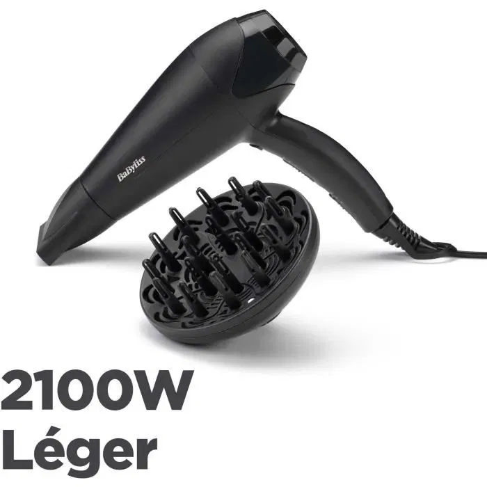 Babyliss Secador de Pelo Power Dry D563DE - 2100W - Motor DC - Secador Profesional con Difusor y Concentrador
