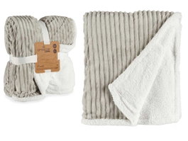 GIFTDECOR Manta de Pana Gris y Blanco