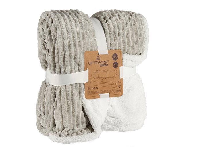 GIFTDECOR Manta de Pana Gris y Blanco GIFTDECOR Manta de Pana Gris y Blanco