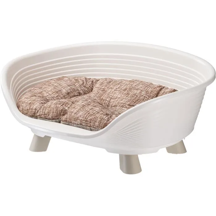 Ferplast Cesta TRONO 4 con Cojín Relax para Perros y Gatos - Blanco
