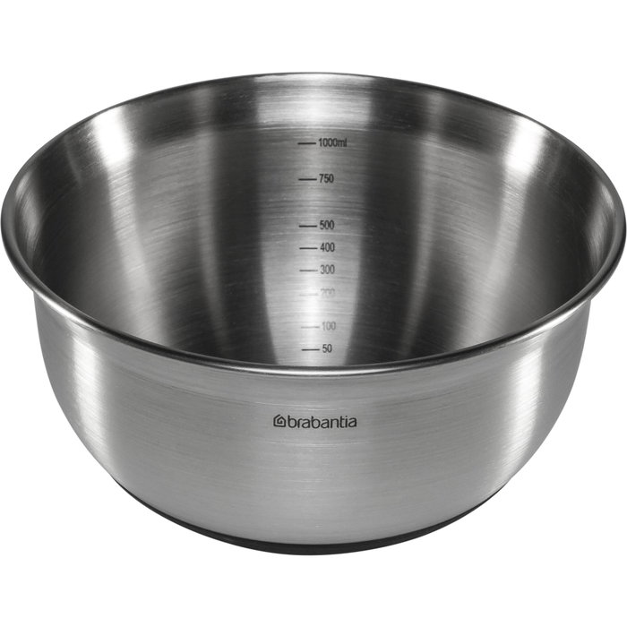 Brabantia Juego de Cuencos para Mezclar de Acero Inoxidable, Negro Mate, 1 l, 1,6 l y 3 l