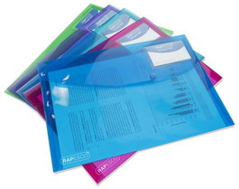 Dosier Sobre Rapesco Eco Pp Translucido Broche Con Bolsillo Para Tarjeta A4 Surtido Pack De 5
