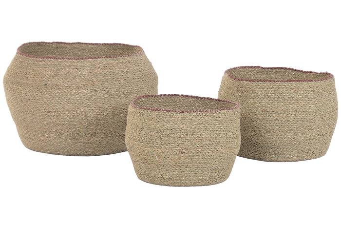 DKD Home Decor Macetero Natural 32 x 22 x 32 cm Set de 3 (2 Unidades)