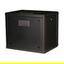 EQUIP EPM-09-6045-B-CBAA Gabinete de pared de 9U con puerta de vidrio templado, 600x450x505 mm, negro, incluye kit de montaje